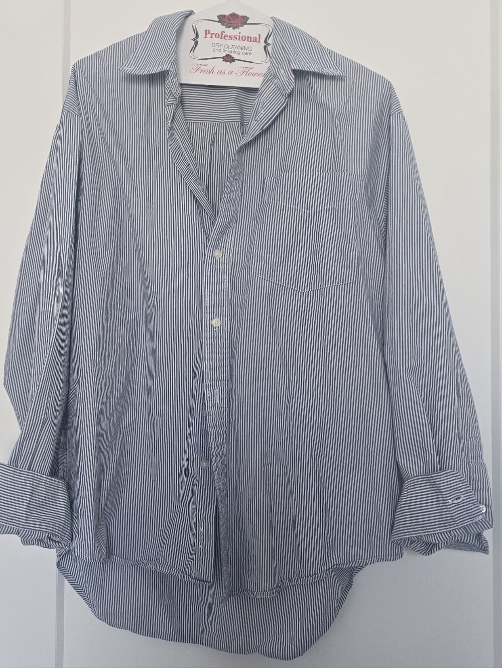 GAP Vtg Men's Light Blue & White Striped Button-Down Shirt 100% Cotton